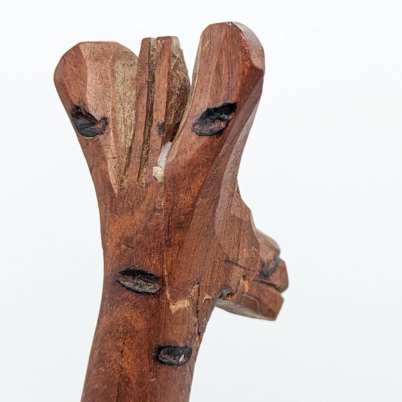 Vintage Hand Carved Wooden Giraffe Figurine Made in Kenya (Repaired) - Picture 5 of 12